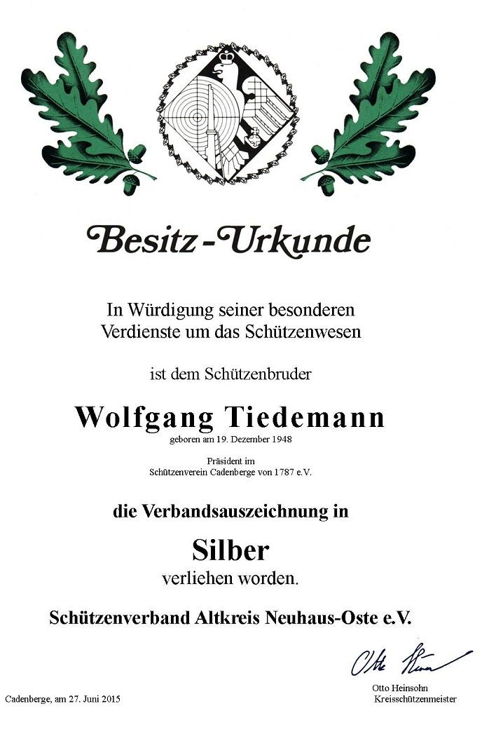 Abbildung der Besitzurkunde.