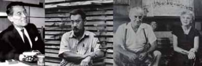 左から：吉村順三、ジョージ・ナカシマ、アントニン・レーモンドとデザイナーのノエミ・レーモンド 