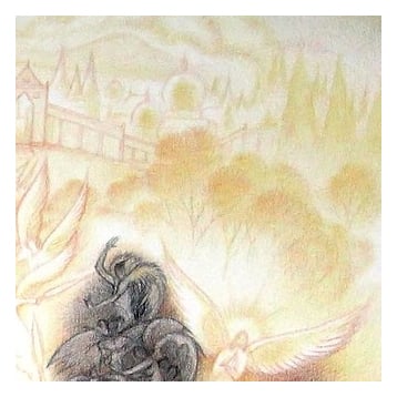 "La bataille de l'aube" - détail - Étude au crayon de couleur sur papier blanc