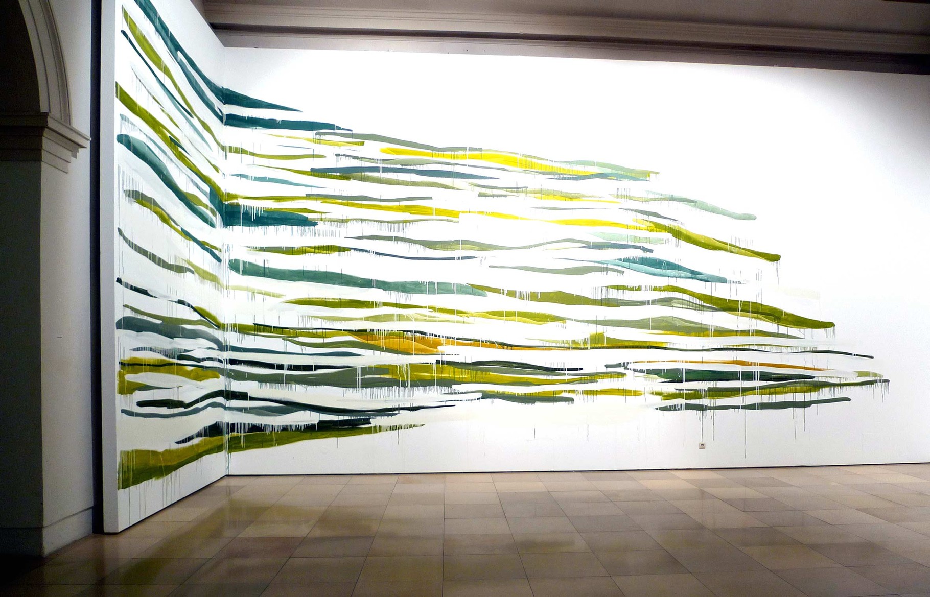 Monika Humm going on 61, Wandmalerei, 2012, Mischtechnik, 4x10m,  Pangaea, Galerie der Künstler, München, 2012 