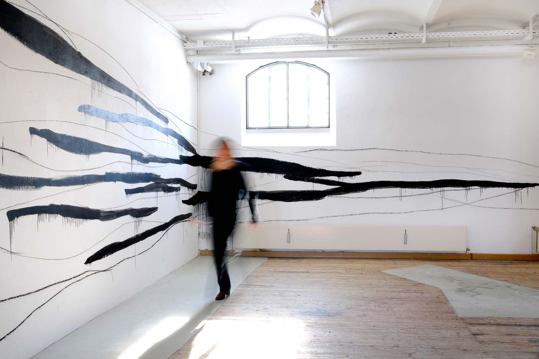 Monika Humm, going on, Wandarbeit, Gefüge und Netze, Haus 10, Fürstenfeldbruck, 2009