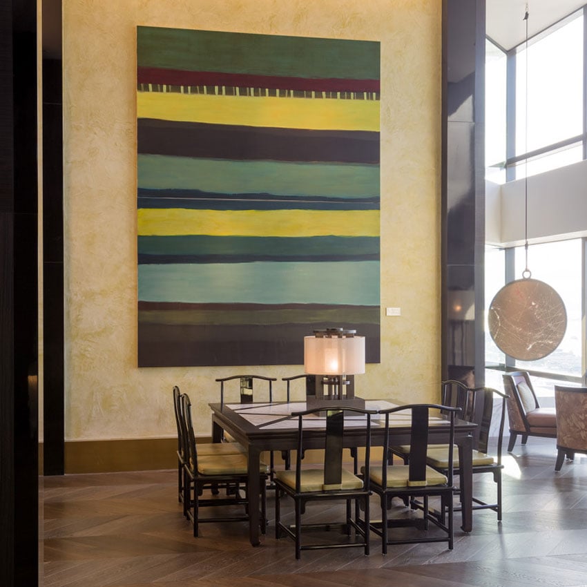 Monika Humm Indian Summer 14,  Ölmalerei auf Leinwand, 320 x 240 cm, Grand Hyatt, Hong Kong, Ankauf 2015