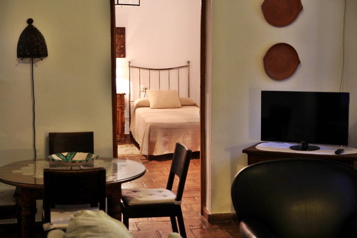 View to bedroom 1 from the living