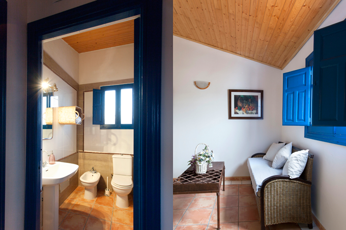 View to the living and bathroom