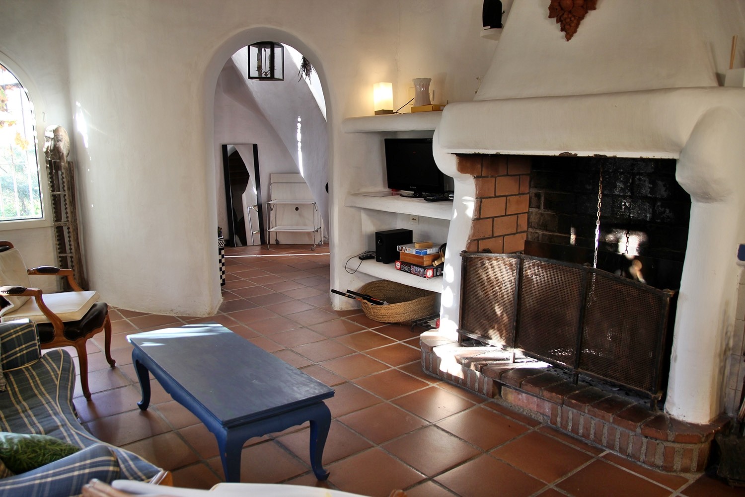 The fire place in the living room