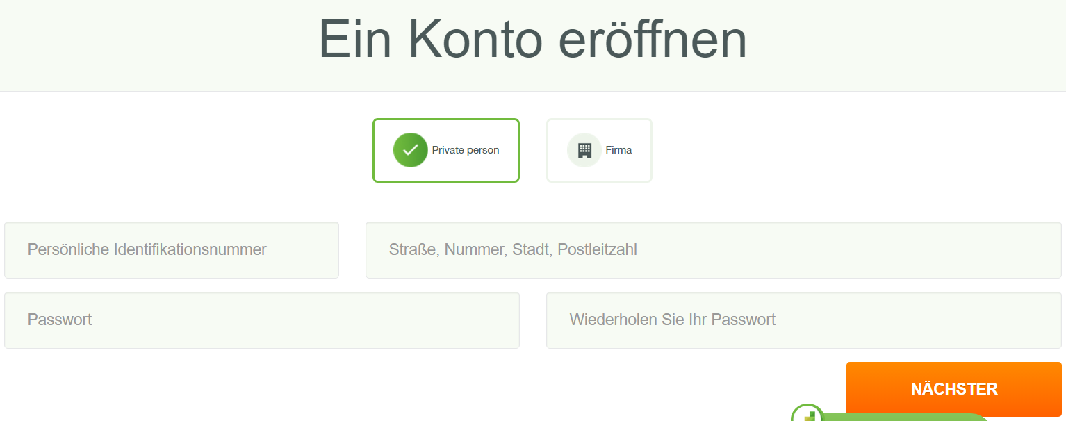 Schritt 2 - Investorenkonto anlegen