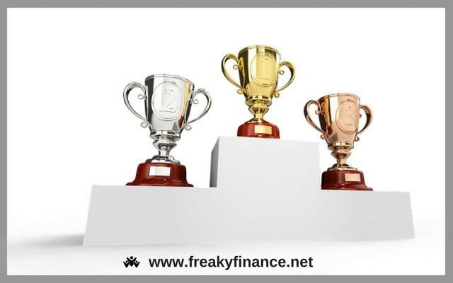 freaky finance, Pokale, Sieger, Gewinner, Platzierung, Erfolg, Gold, Silber, Bronze, Finanzbildung, Geld, Vermögen