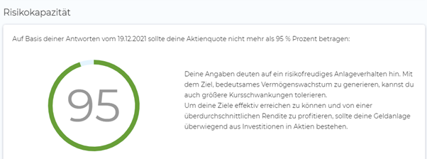 extraETF-Finanzmanager - Ergebnis Risikokapazität