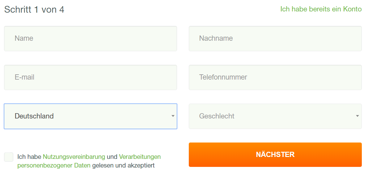 Schritt 1 - persönliche Daten