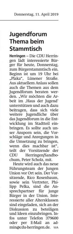 11.04.19 - Jugendforum Thema beim Stammtisch