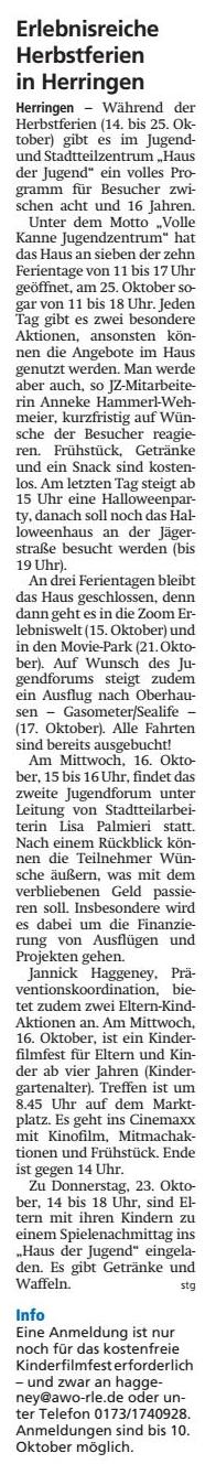 WA 10.10.19 - Erlebnisreiche Herbstferien in Herringen