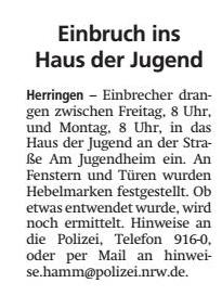 WA 2020.08.12 - Einbruch ins Haus der Jugend