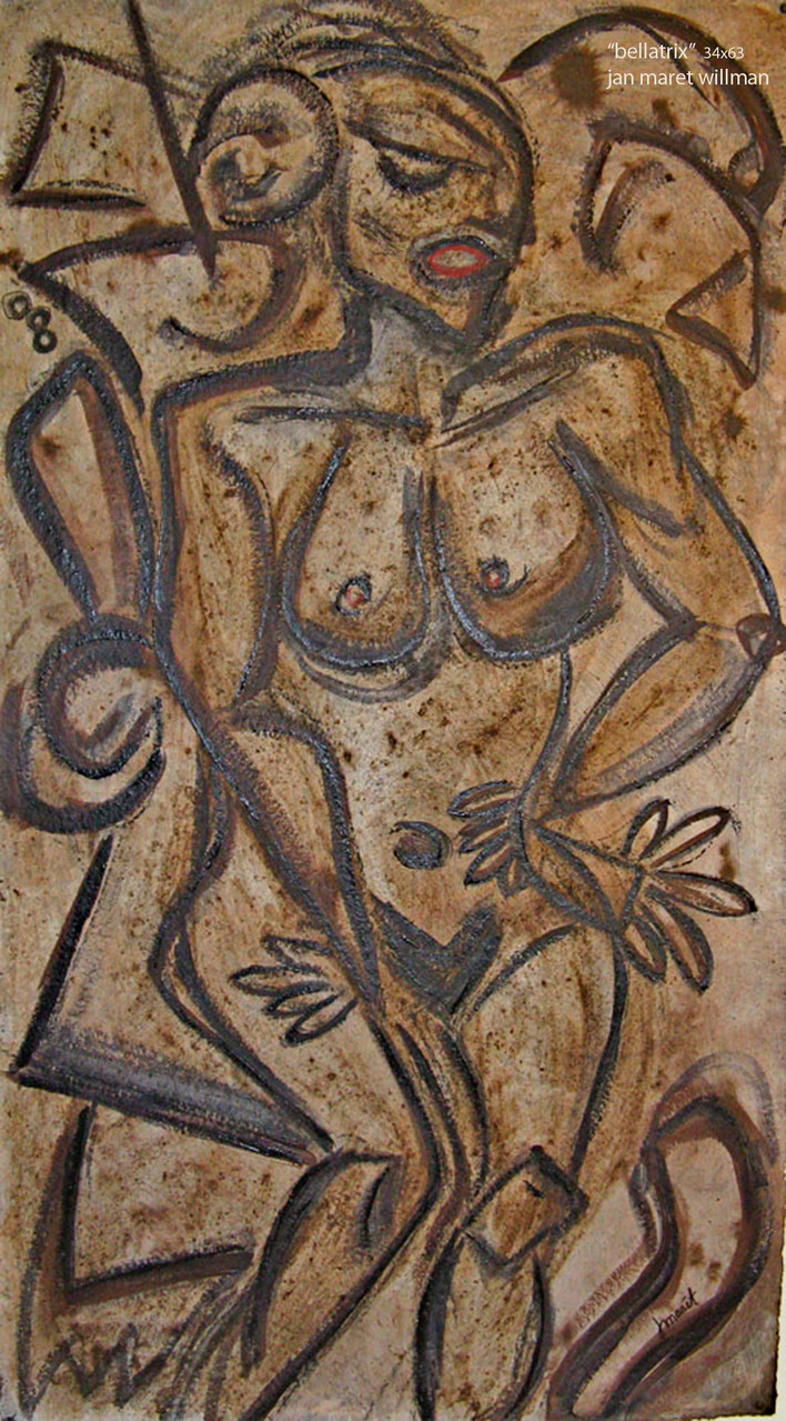 "BELLATRIX"  (34x63)   (mixed water media on felt tar paper)  $4200. SOLD