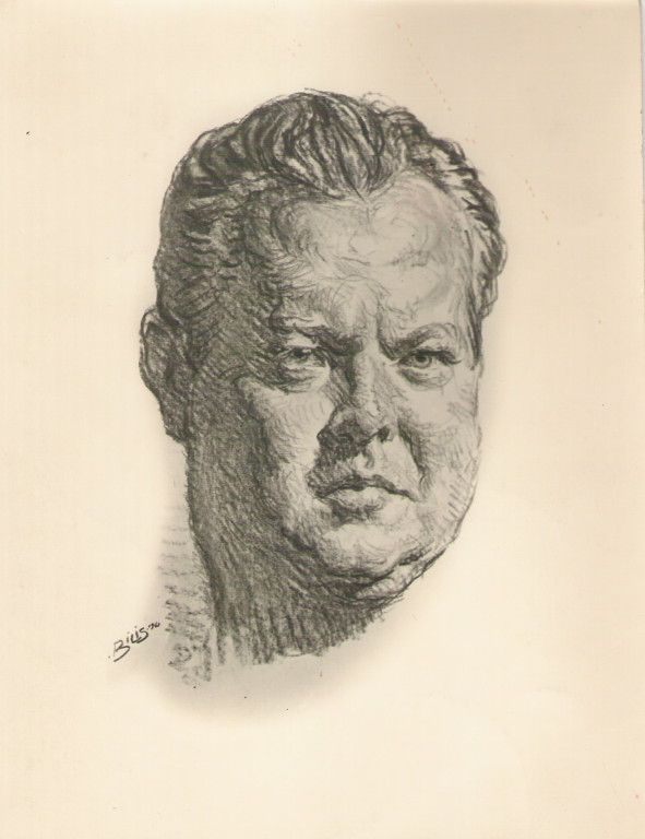 Orson Welles 1961 fusain André Aaron Bilis