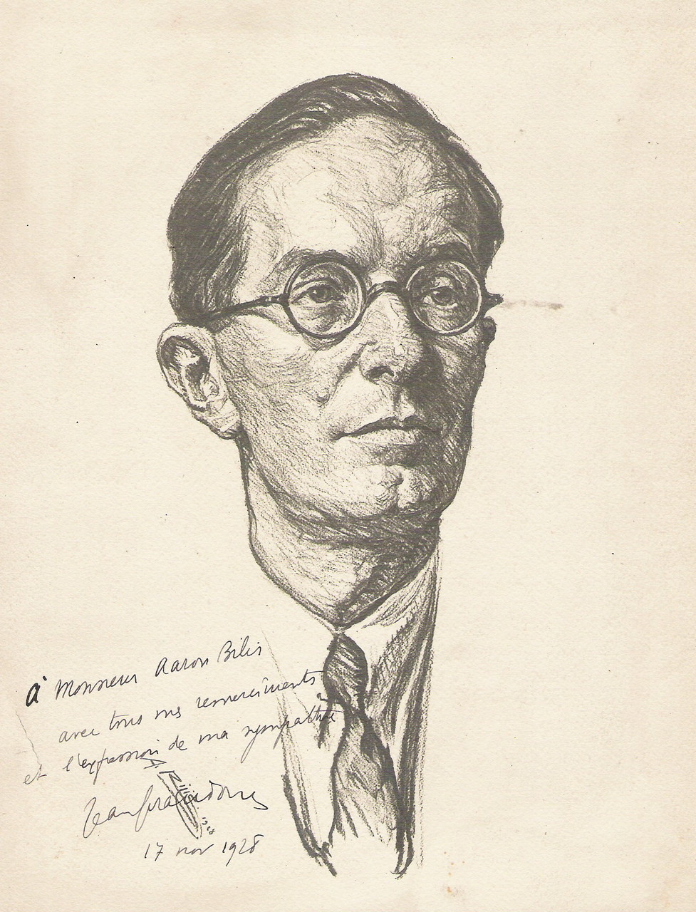 Jean Giraudoux 1928  fusain André Aaron Bilis