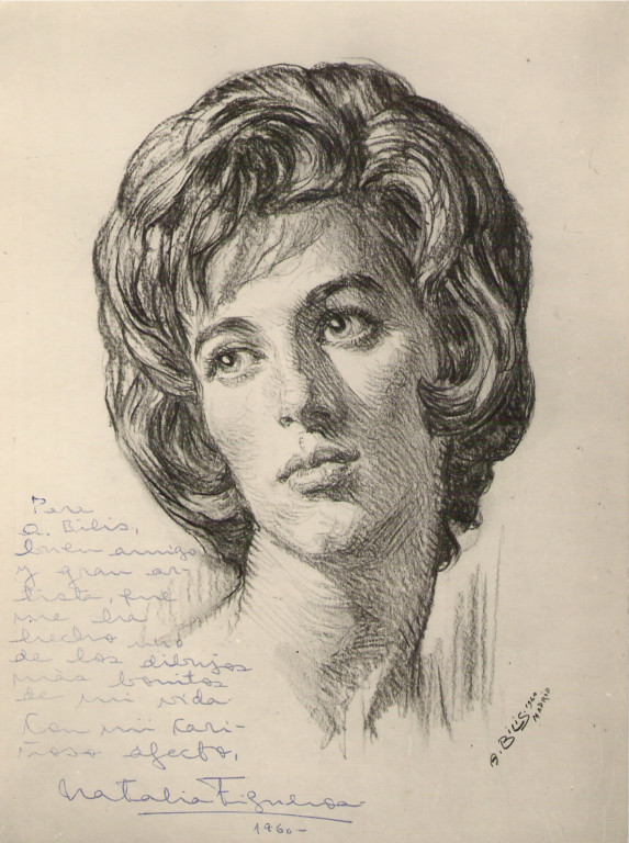 Natalia Figeroa 1960 fusain André Aaron Bilis