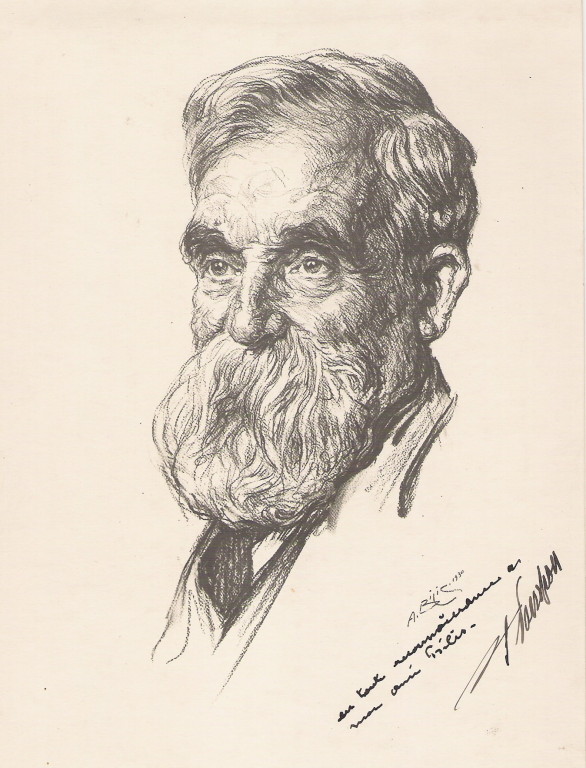 François Pompon, sculpteur 1930 fusain André Aaron Bilis