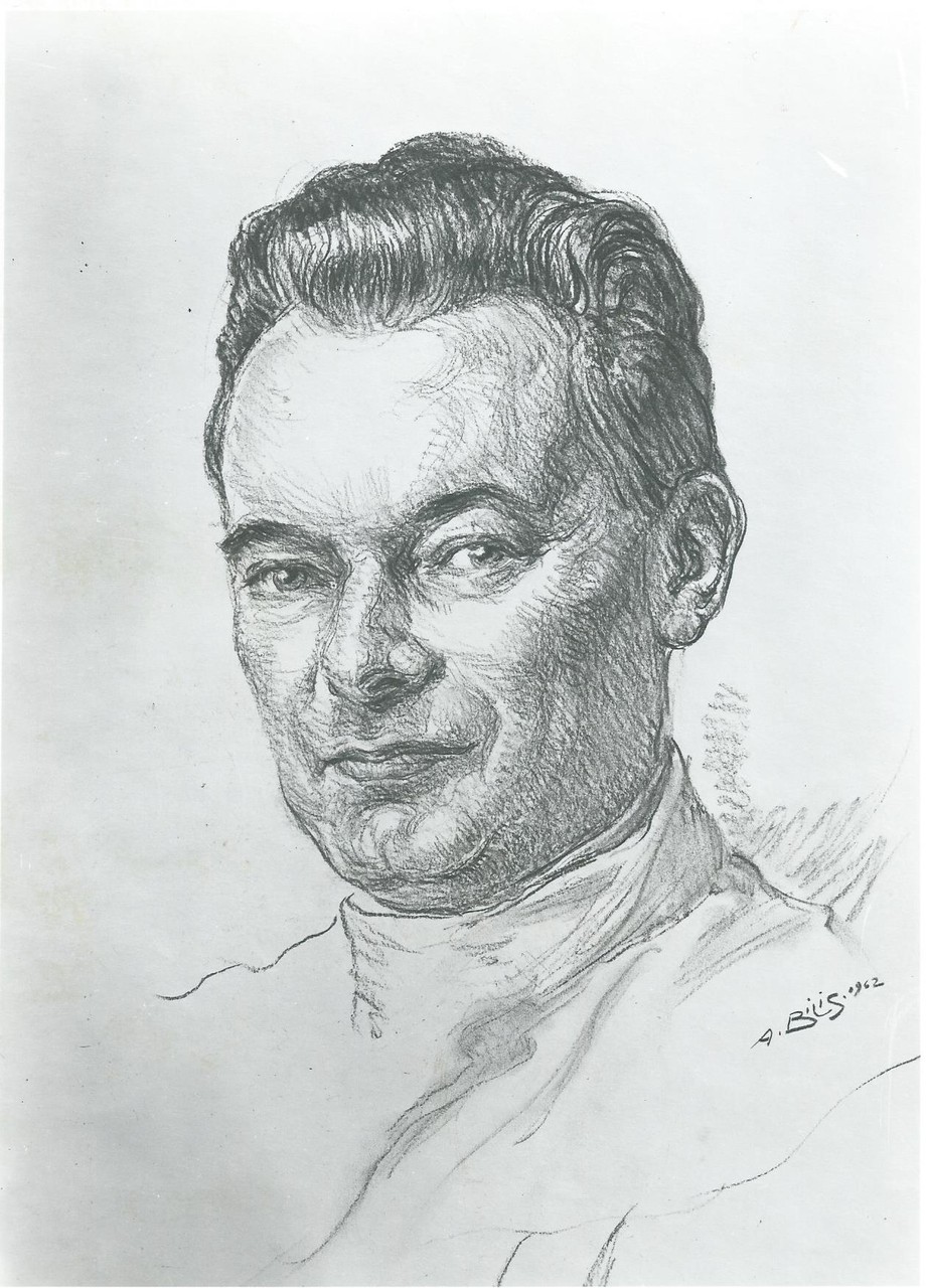 Etienne Wolff  professeur 1962 fusain André Aaron Bilis