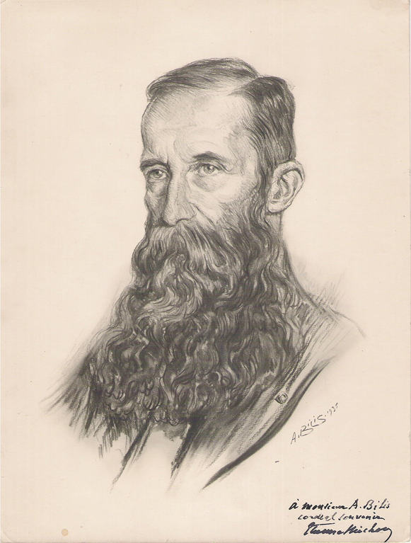 Michon Etienne, conservateur du musé du Louvre 1935 fusain André Aaron Bilis