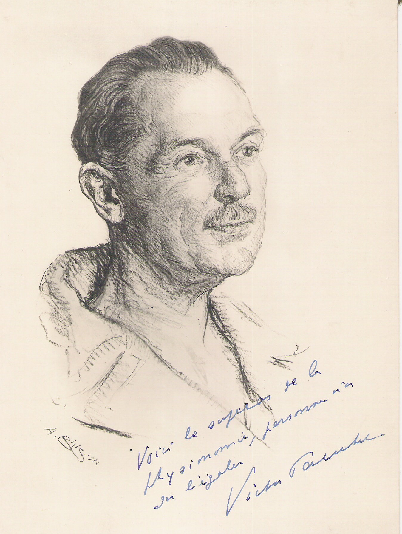 Victor Pauchet professeur médecine 1932 fusain André Aaron Bilis