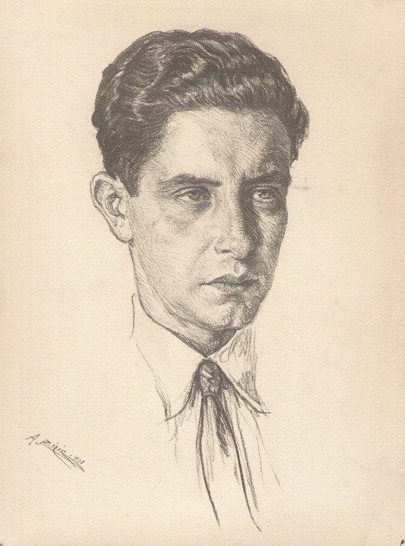 Léon Bilis son neveu 1928 fusain André Aaron Bilis