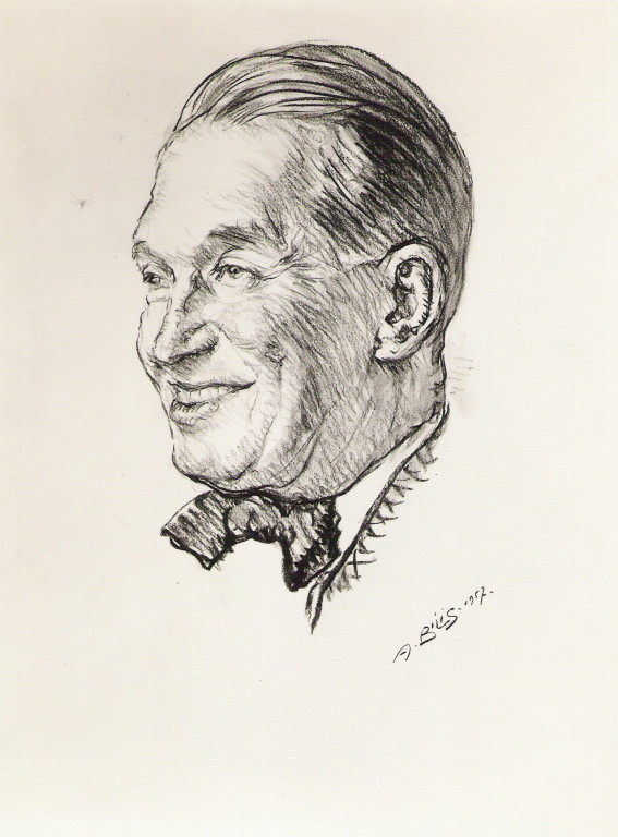 Maurice Chevalier  1957 fusain André Aaron Bilis