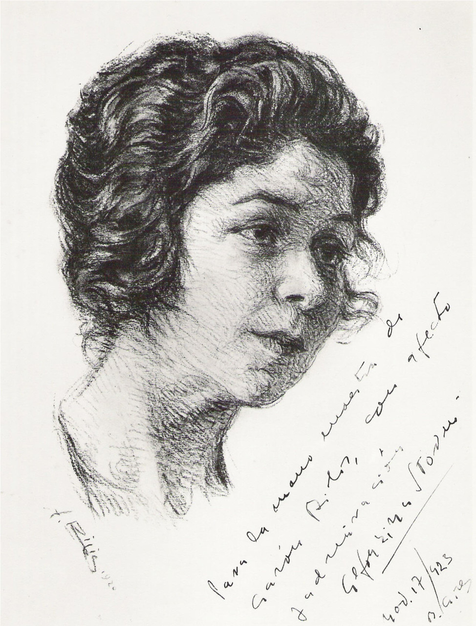  Alfonsina  Storni 1920  fusain André Aaron Bilis