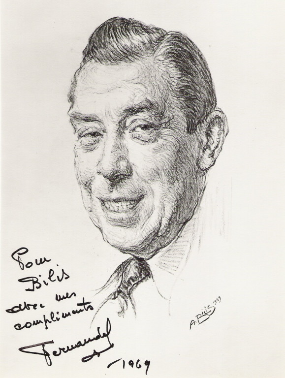 Fernandel  1969 fusain André Aaron Bilis