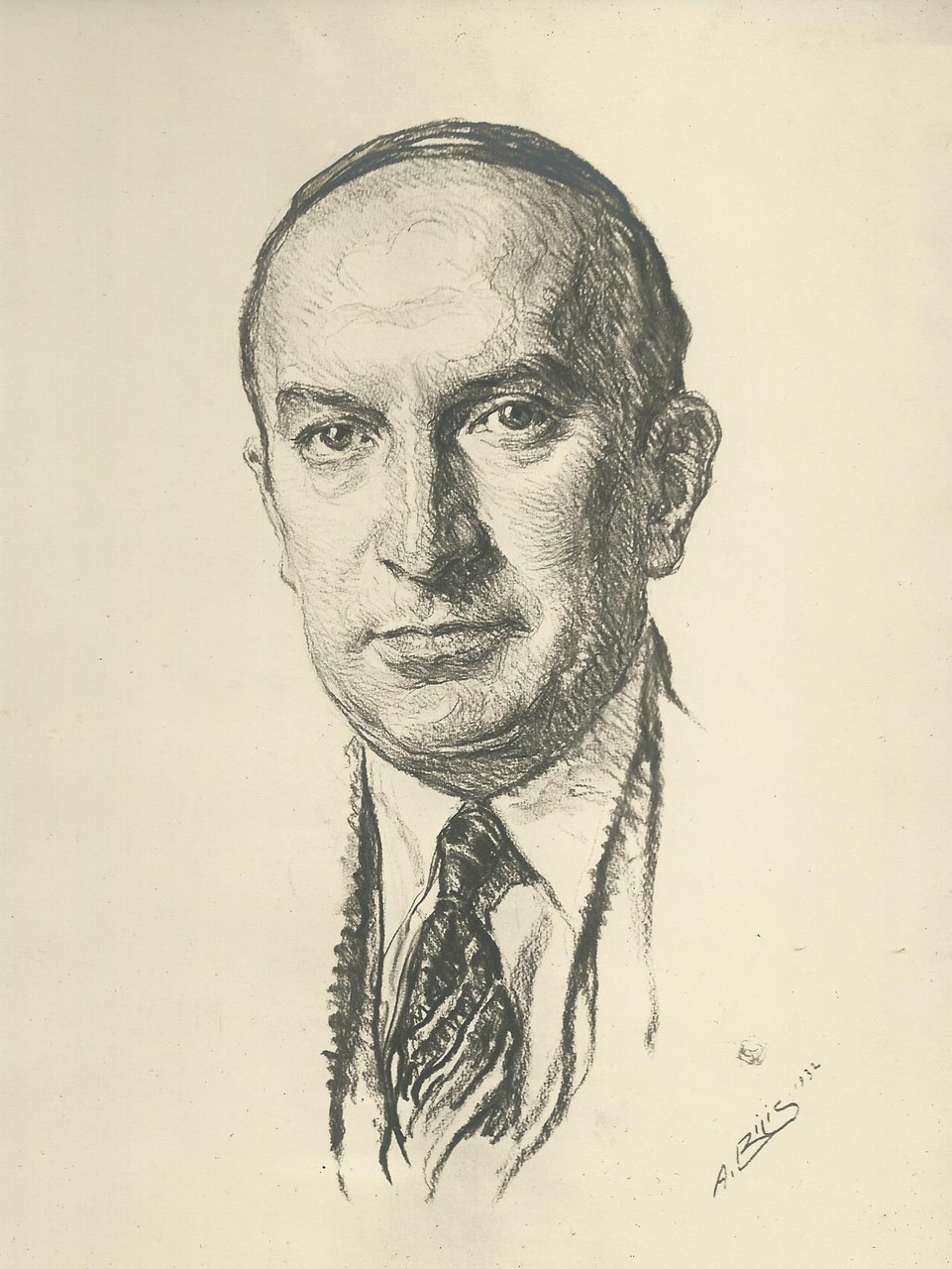 Meré Charles auteur theatre 1932  fusain André Aaron Bilis