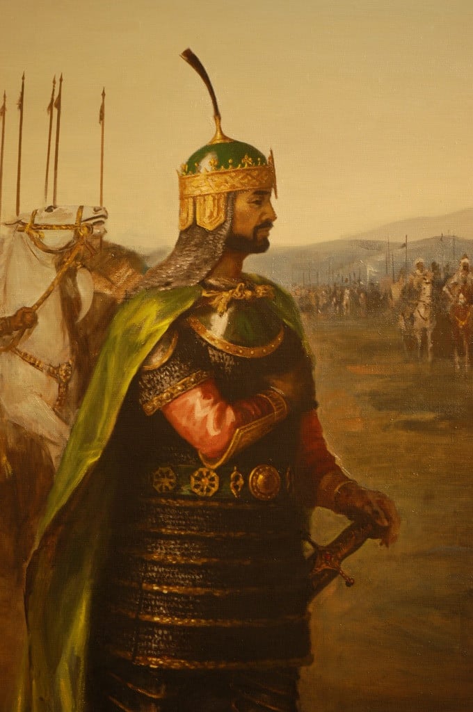 Amit Temur accepte les symboles de l'était, détail d'une oeuvre contemporaine de M.Nuriddinov, conservée au Musée Amir Temur de Tachkent (photo : M.Schvoerer, 2008)