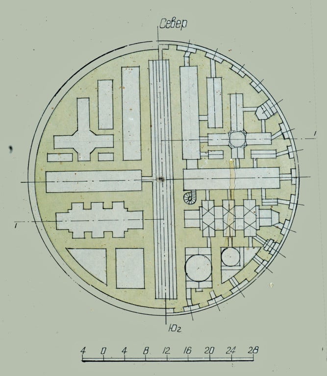 Reconstitution d'une vue en coupe du bâtiment de l'Observatoire , Musée de l'Observatoire d'Ulugh Beg à Samarcande (photo : M.Schvoerer, 2008)