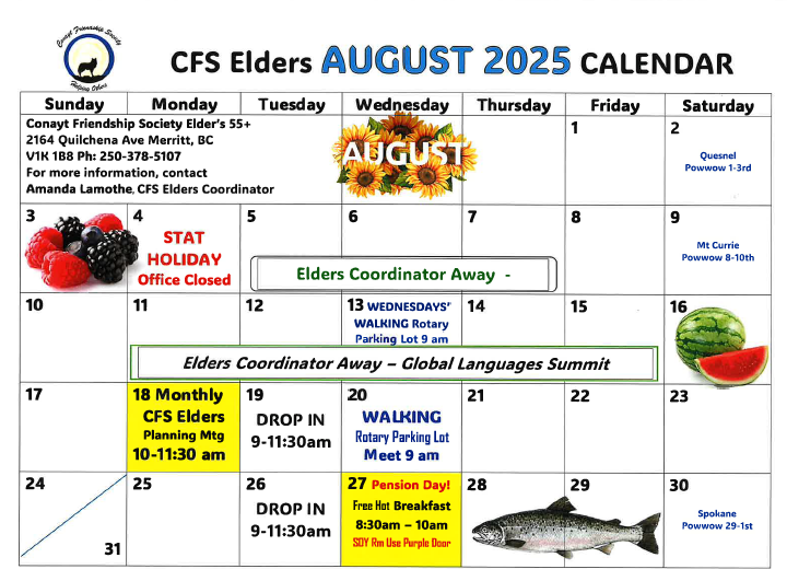 Elder's Calendar for August 2025