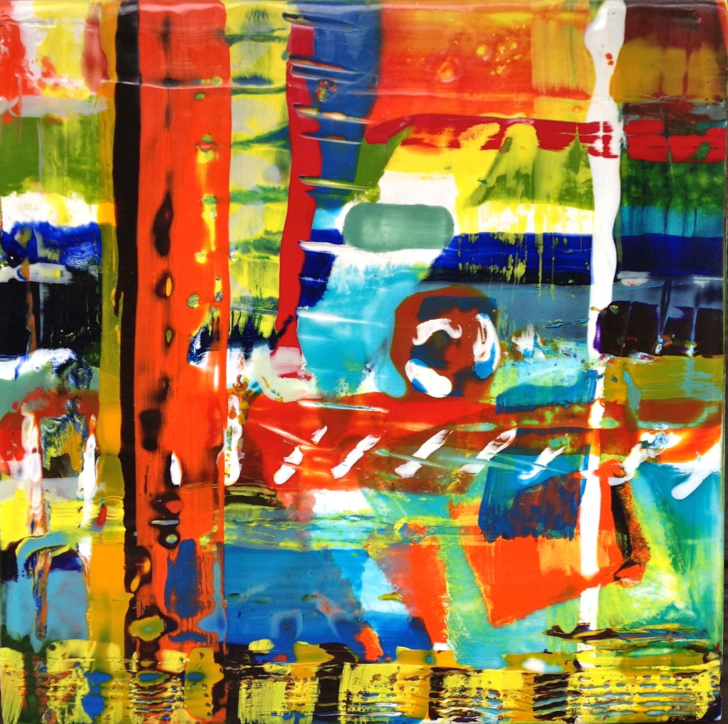 THE OTHER ROOM-  ENCAUSTIC ON BOARD 12" X 12"  FRAMED ORIGINAL AVAILABLE 250.00