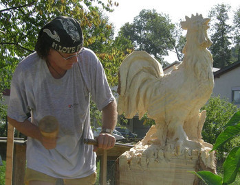Hahn Skulptur Holzskulptur