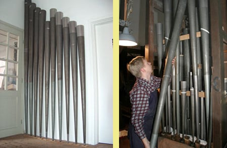 Die Basspfeifen - mit größter Vorsicht bei der Arbeit