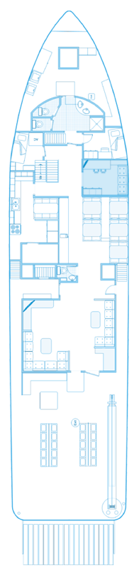 Haupt Deck Plan des Schiffes Seahunter auf der Kokosinseln, ©Underseahunter Group