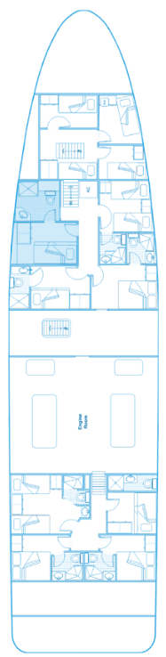 Unteres Deck Plan des Schiffes Seahunter auf der Kokosinseln, ©Underseahunter Group