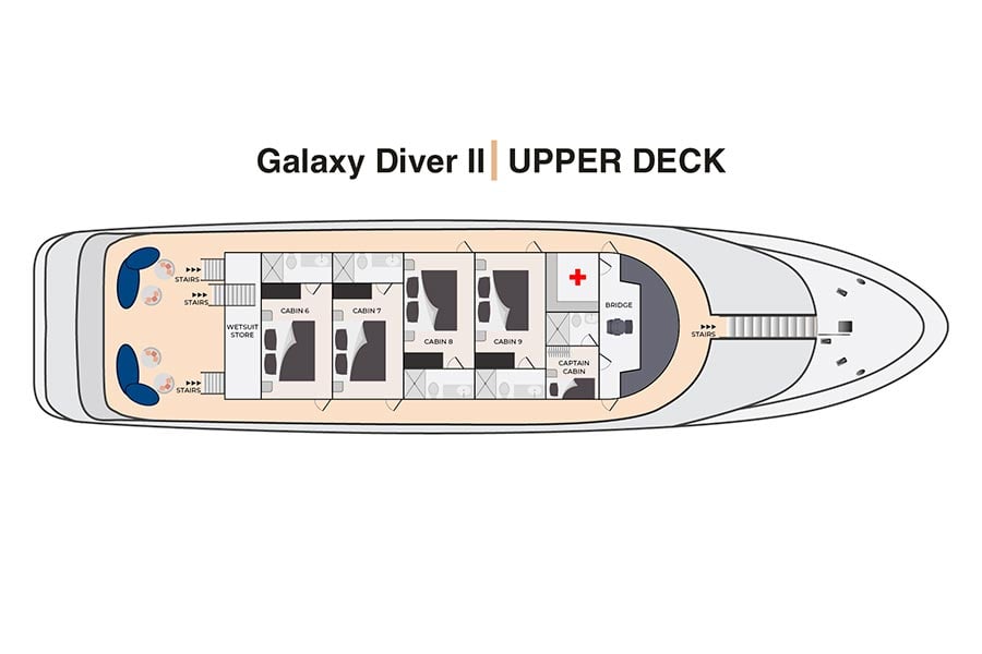 Galaxy Diver II Upper Deck deckplan - Galapagos Shark Diving Expedition
