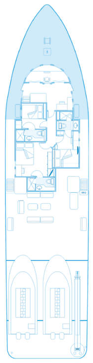 Oberes Deck Plan des Schiffes Seahunter auf der Kokosinseln, ©Underseahunter Group