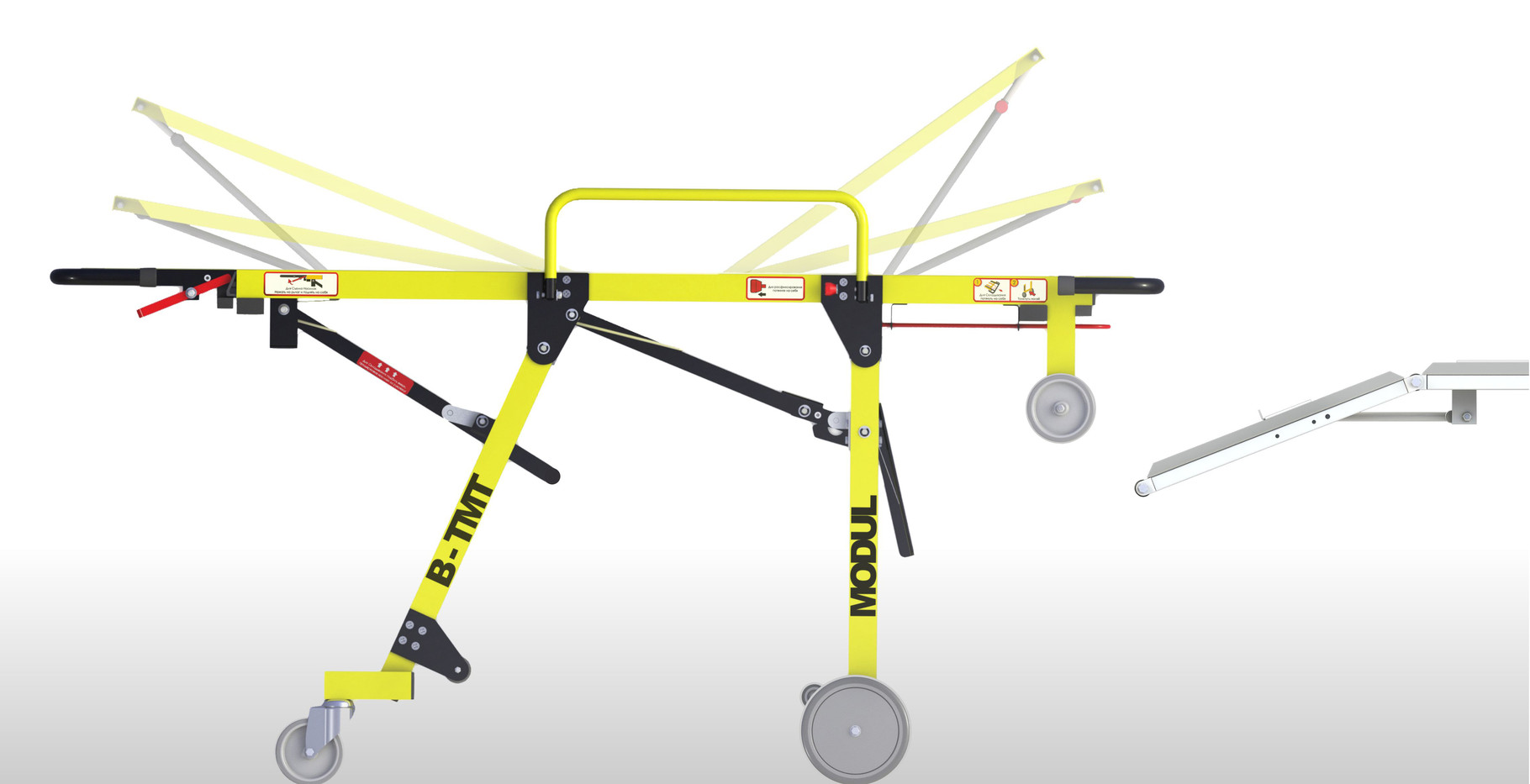 Каталка В-ТМТ в сочетании с носилками Д-ТМТ и мяг. носилками Г-ТМТ