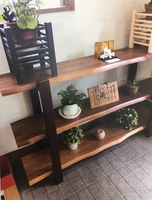 ウォールナット　シェルフ　木製オープンラック　3列×3段 木目調オープンラック ディスプレイラック 天然木風 シェルフ 3段 [幅