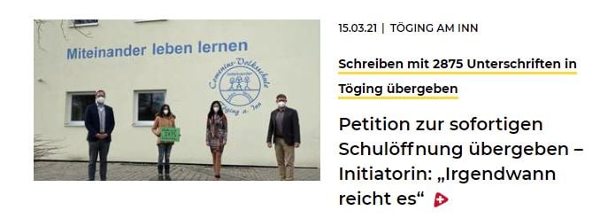 16.03.2021 - Schreiben mit 2875 Unterschriften übergeben - IS 24