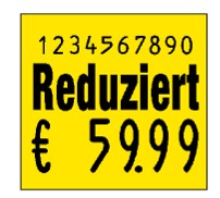 Preisetikett 29x28 zur Reduzierung mit großem Preisdruck
