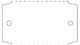 Kartonetikett rechteckig mit kurzer Front, mit zwei Stanzlöchern