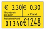Preisetikett 26x16 zur Pfandkennzeichnung, leucht-gelb mit Pfandaufdruck