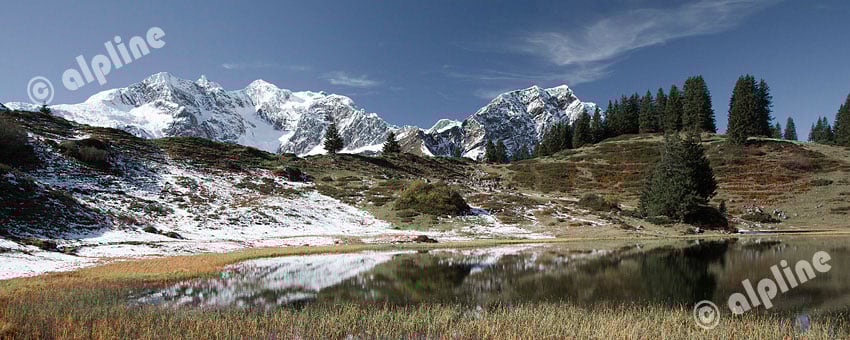 Der Körbersee gegen Braunarlspitze im Lechquellengebirge am Hochtannberg im Bregenzer Wald, Vorarlberg