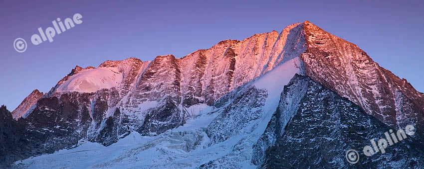 Abendstimmung am Hochgall in der Rieserferner Gruppe, Tauferertal, Südtirol