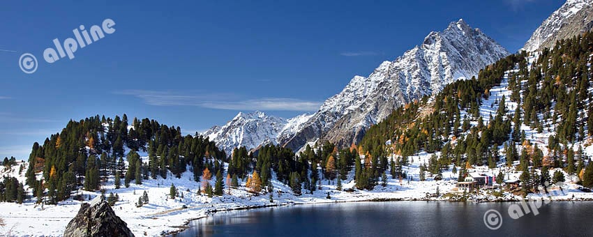 Obersee am Stallersattel in Osttirol gegen den Hochgall, Rießerferner Gruppe, Südtirol
