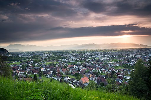 Blick auf Dornbirn im Rheintal, Vorarlberg