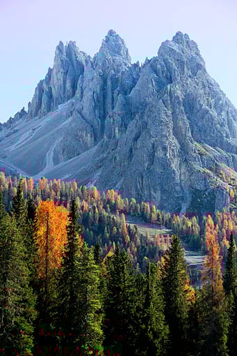 Die Cadinspitzen am Lago Antorno bei Missurina, Italien, Südtirol,